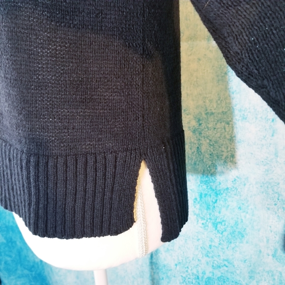 LOFT Black Knit Open Drape Cardigan Sweater - Picture 6 of 14